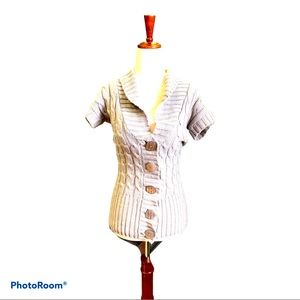 Academia Preppy Librarian Grey Short Sleeve Button Cardigan XS‎